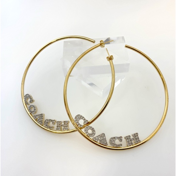 Coach Large Hoops Earrings 3" Limited Edition in Gold. - Picture 3 of 5